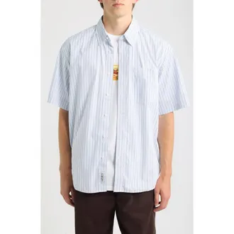 Carhartt Work in Progress Keene Stripe Short Sleeve Cotton Poplin Button-Up Shirt in Keene Stripe/white at Nordstrom, Size Xx-Large