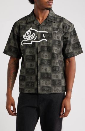 Icecream Black Card Graphic Camp Shirt in Dark Gull Grey at Nordstrom, Size Large
