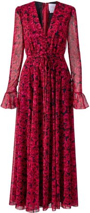 Carolina Herrera Georgette midi dress - women - Polyester - 10 - Red