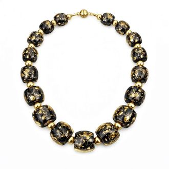 Gold & Honey Womens For After Hours Beaded Lucite Necklace In Black Gold Flakes