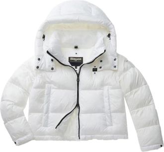 Blauer Witte Damesjas Stijlvol en Elegant - Dames - Winterjassen - Wit - S - Jassen