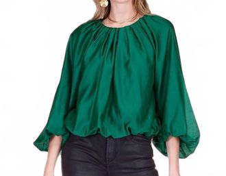 Jade Yoga Camelia Balloon Top In Emerald