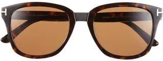Tom Ford 53mm Square Sunglasses in Dark Havana /Brown at Nordstrom Rack