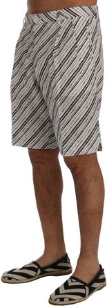 Dolce & Gabbana Mens Striped Linen-Cotton Shorts White Chino