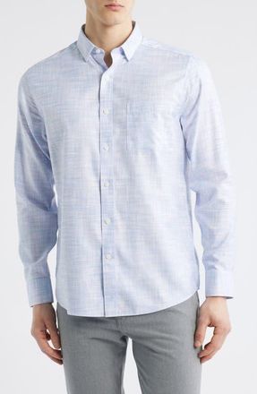 Johnston & Murphy Cross Hatch Cotton Dobby Button-Up Shirt in Pink/blue at Nordstrom, Size Xxx-Large