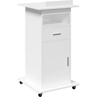 vidaXL Vidaxl - Lectern with Wheels & Drawer White 55x55x107 cm Engineered Wood