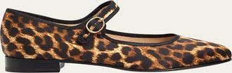 Vibi Venezia Leopard-Print Silk Mary Jane Ballerina Flats