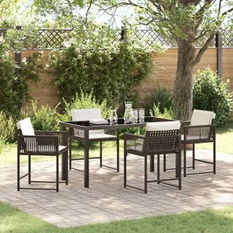 vidaXL Vidaxl - Conjunto De Comedor De Jard&iacute;n 5 Pcs Marr&oacute;n Rat&aacute;n Sint&eacute;tico