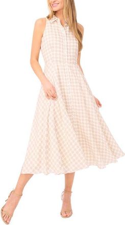 Ted Baker Demeter Medallion Print Sleeveless Linen Midi Shirtdress in Vanilla Rice at Nordstrom, Size 2