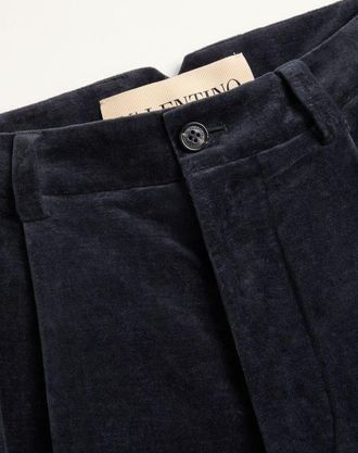 Valentino Pantalone In Velluto Di Cotone E Lino Lavato Uomo NOTTE 46