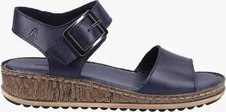 Hush Puppies Womens Hush Puppies ELLIE Womens Leather Wedge Sandals Navy - Blue - Size: 7