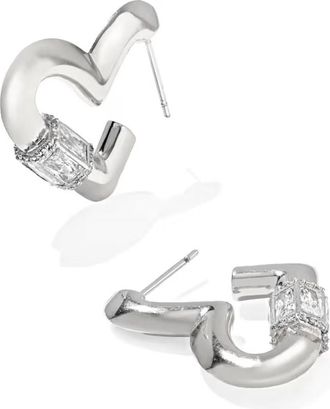 Kendra Scott Womens Emery Heart Hoop Earrings In Silver
