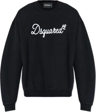 Dsquared2 Sweatshirt met geborduurd logo - Heren - Sweatshirts - Zwart - 3XL - Katoen - Hoodies & sweatvesten