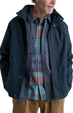 Seasalt Cornwall Sea Edge Waterproof Hooded Cotton Blend Rain Coat in Squid Ink at Nordstrom, Size Xx-Large