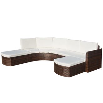 vidaXL Set Muebles De Jard&iacute;n 4 Piezas Y Cojines Rat&aacute;n Sint&eacute;tico Marr&oacute;n Vidaxl