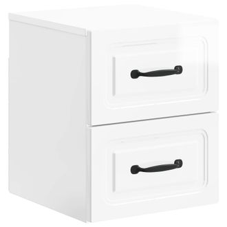 vidaXL Mesita De Noche De Pared Con Caj&oacute;n Brillante 34,5 X 33 X 40 Cm Vidaxl