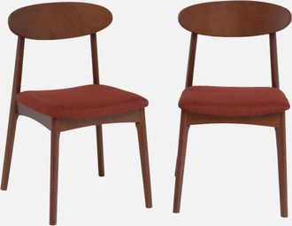 Sweeek Silla Vintage De Madera De Hevea Nogal Y Tela, Set De 2