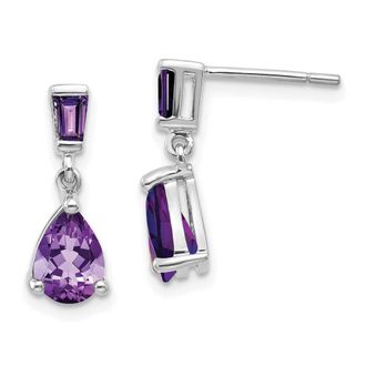 Diamond2Deal 14k White Gold Amethyst Dangle Earrings