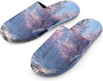 Generic Snowy Forests Icy River Winter Mens House Slippers Slip Indoor Slipper On Shoes Warm Outdoor