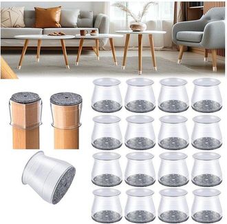 No Brand Juego De 16 Protectores Para Patas De Silla, Fundas De Silicona Transparente De 16-22 Mm Con Almohadillas De Fieltro, Redondas, De 1,6-2,2 Cm De Di&aacute;me
