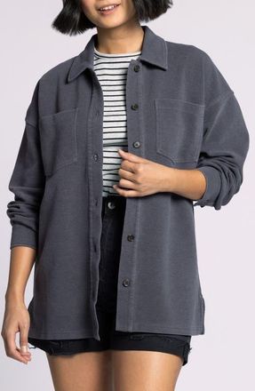 Thread & Supply Brooke Oversize Cotton Blend Shirt Jacket in Warm Charcoal at Nordstrom, Size Medium