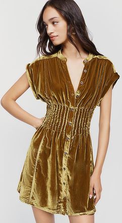 Pilcro Linden Velvet Waisted Mini Dress