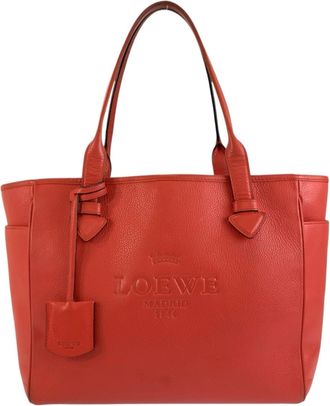 Loewe Orange Leather Handbag Tote Bag (Pre-Owned)