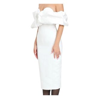 Elisabetta Franchi Dames, Jurken, Wit, Maat: XS Satijn