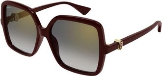 Cartier Ct 0641S 003 Zonnebrillen - Dames - Zonnebrillen - Rood - 58 MM - Nylon - Accessoires