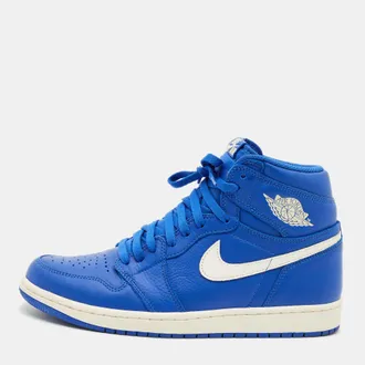 Air Jordan s Blue Leather Air Jordans 1 Retro High Top Sneakers