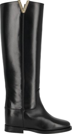 Via Roma 15 Tall Black Leather Studded Boots