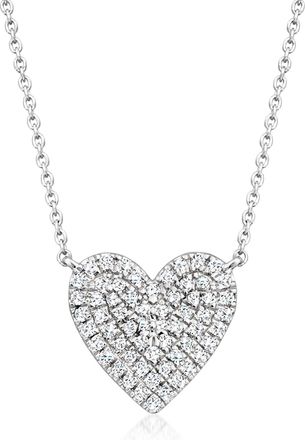Ross-Simons Pave Diamond Heart Necklace in Sterling Silver