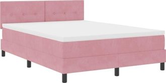 vidaXL Box Spring Bed with Mattress Pink 160 x 200 cm Fabric Vidaxl