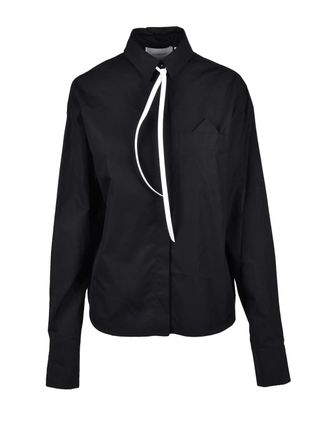 Sportmax Black Tie Detail Cotton Shirt