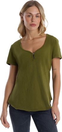 Wilt V-Neck Henley Short Sleeve Tee in Moss at Nordstrom, Size X-Small