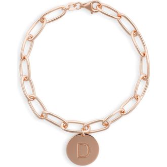 Meshmerise Initial Disc Charm Bracelet in Rose-D at Nordstrom Rack
