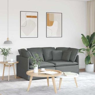 vidaXL Sof&aacute; Modular Con Cojines De Tela Gris Oscuro Vidaxl