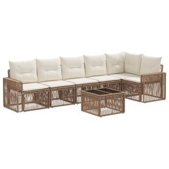 vidaXL Conjunto De Sof&aacute;s De Jard&iacute;n 7 Pcs Beige Y Blanco Crema Vidaxl
