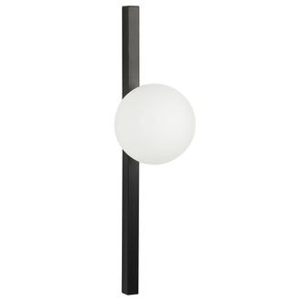 Beliani L&aacute;mpara De Pared De Vidrio Negro Blanco 55 Cm Metal Aplique Pantalla Globo Isabella