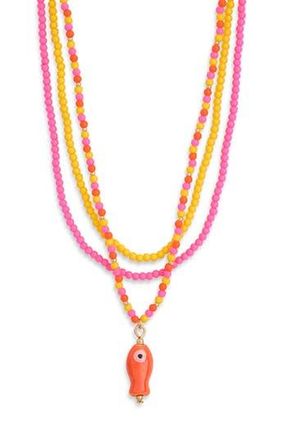 Leith 3-Pack Assorted Beaded Necklaces in Yellow Multi- Gold at Nordstrom Rack