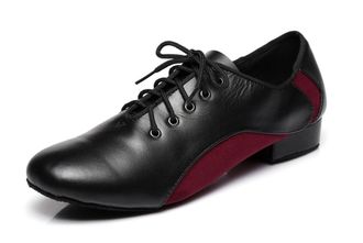 Miyoopark Mens Lace-up 1 Standard Heel Black/Red Leather Suede Ballroom Dance Shoes L300 UK 11