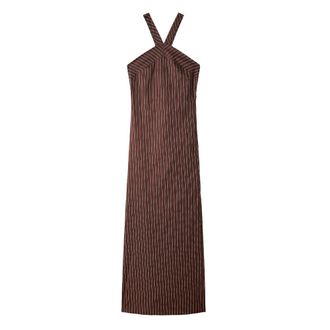 Patrizia Pepe Long Stretch Poplin Dress - female - Patrizia Pepe - Maxi Dresses - Brown - L - Dresses