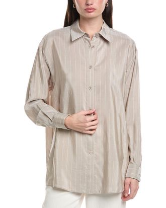 Lafayette 148 New York Boyfriend Oversized Silk Shirt