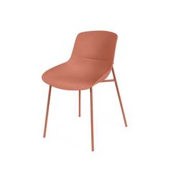 Koketto Home Silla color terracota asiento de polipropileno y patas metalicas