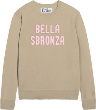 MC2 Saint Barth New Queen Sweater - Dames - Ronde hals truien - Beige - M - Wol - Truien & Vesten