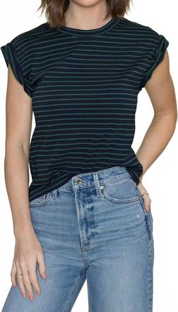 Pistola Denim Olivia Rolled Cap Sleeve Top In Navy/green