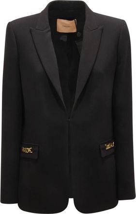Twinset O5766 Giacca Wo Jacket - Dames - Blazers - Zwart - L - Leer - Jassen