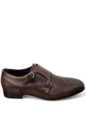 Tod's buckle leather monk shoes - men - Calf Leather/Rubber/Calf Leather/Calf Leather - 7 - Brown