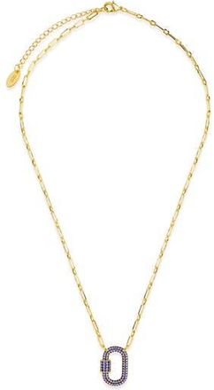 Sterling Forever Pavé Cubic Zirconia Carabiner Lock Pendant Necklace in Gold at Nordstrom Rack
