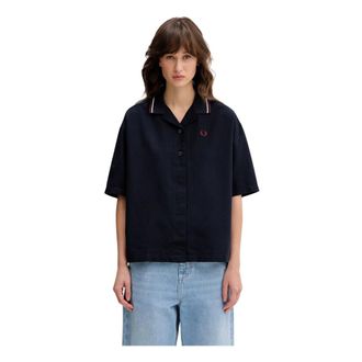 Fred Perry Dames, Blouses & Shirts, Blauw, Maat: XS